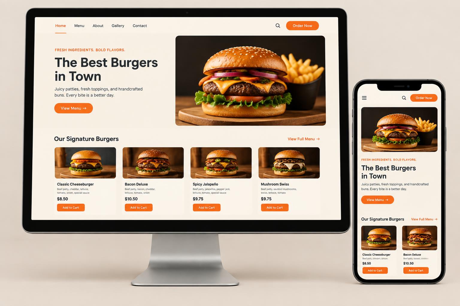Projeto demonstrativo: Site para hamburgueria